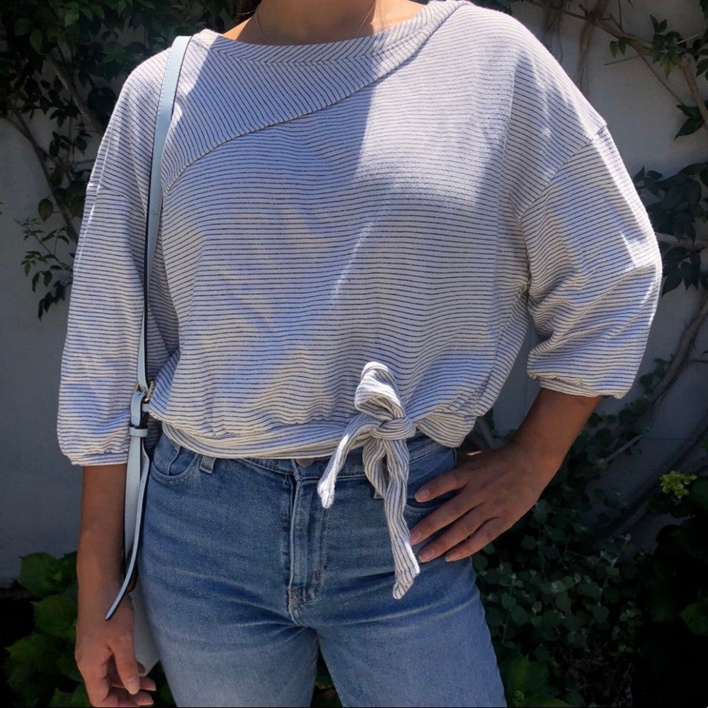 Striped cropped sweater/ blouse